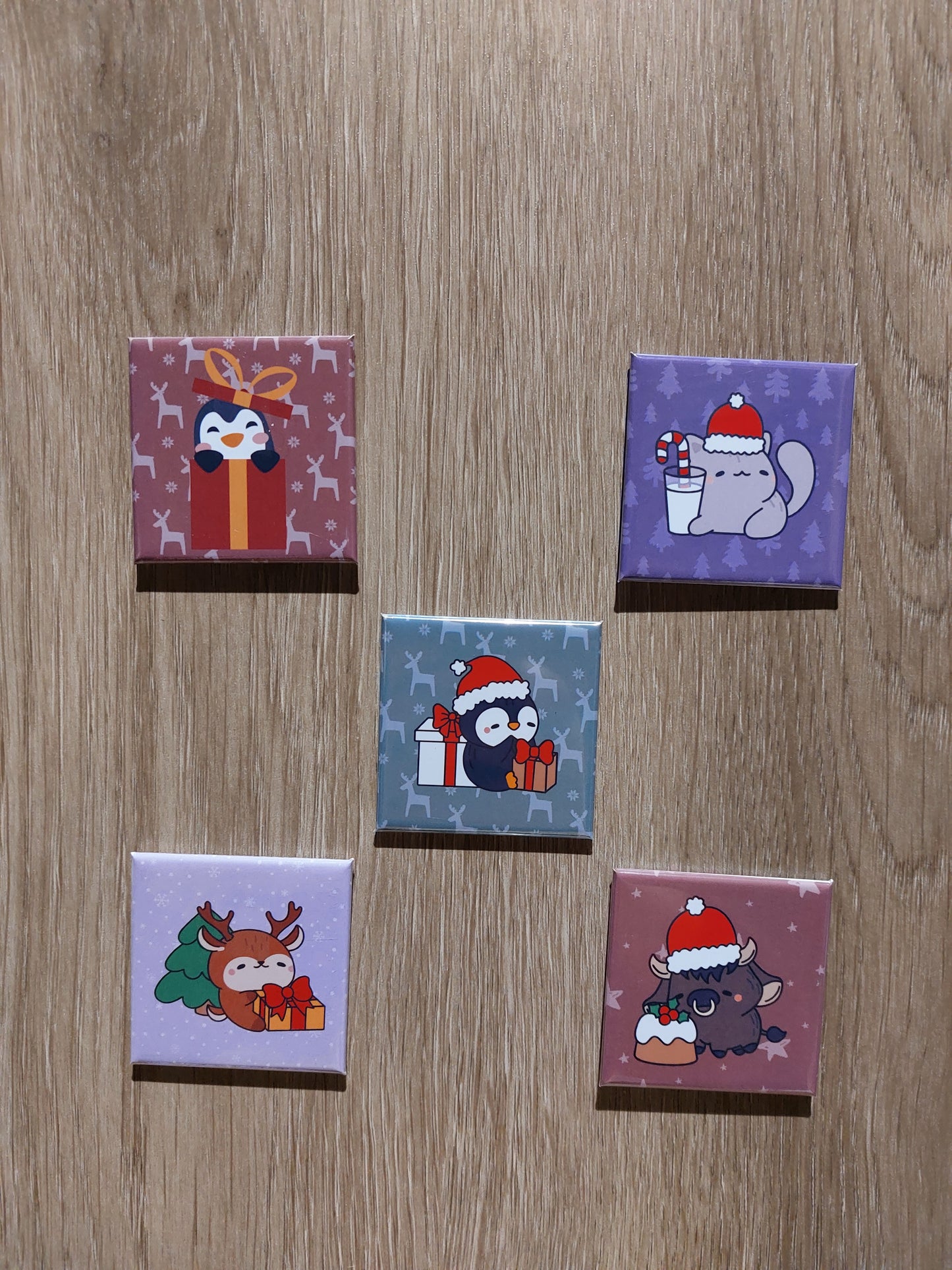 Pack de Noël - 5 Magnets - 50 x 50 mm