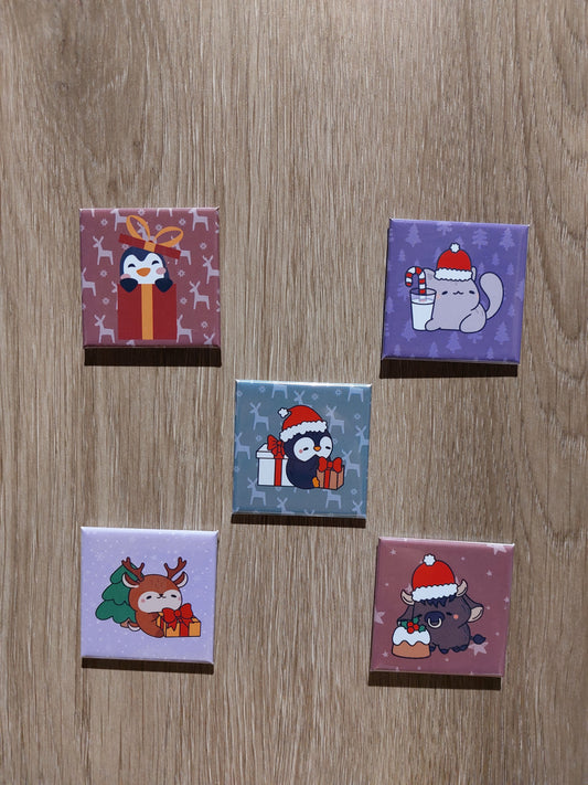 Pack de Noël - 5 Magnets - 50 x 50 mm